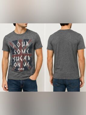 Def Leppard Pour Some Sugar On Me Men’s Small Graphic Band Tee Grey Rock Tee